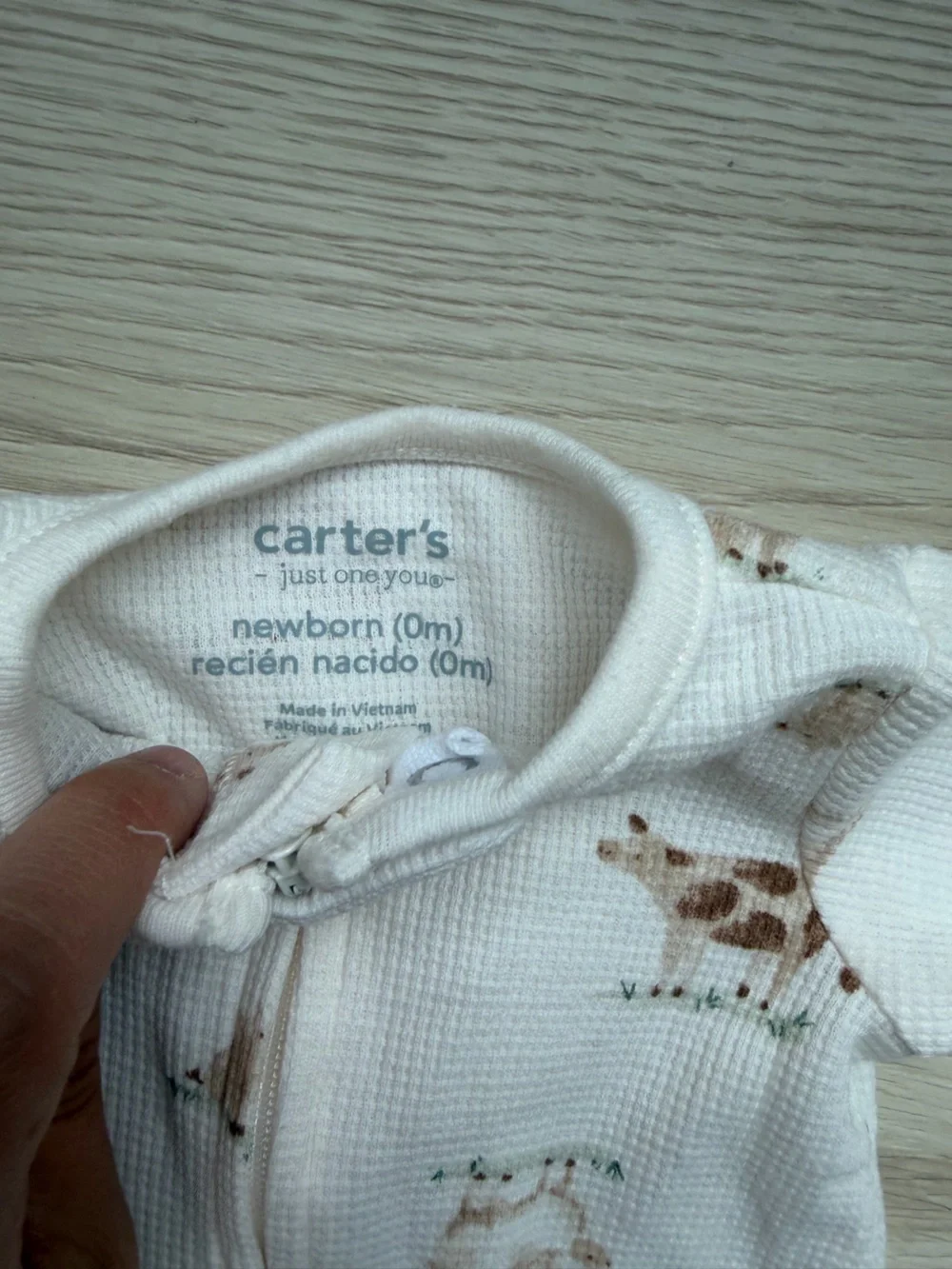 Carter's White Fram print Print Waffle Footed Pajamas